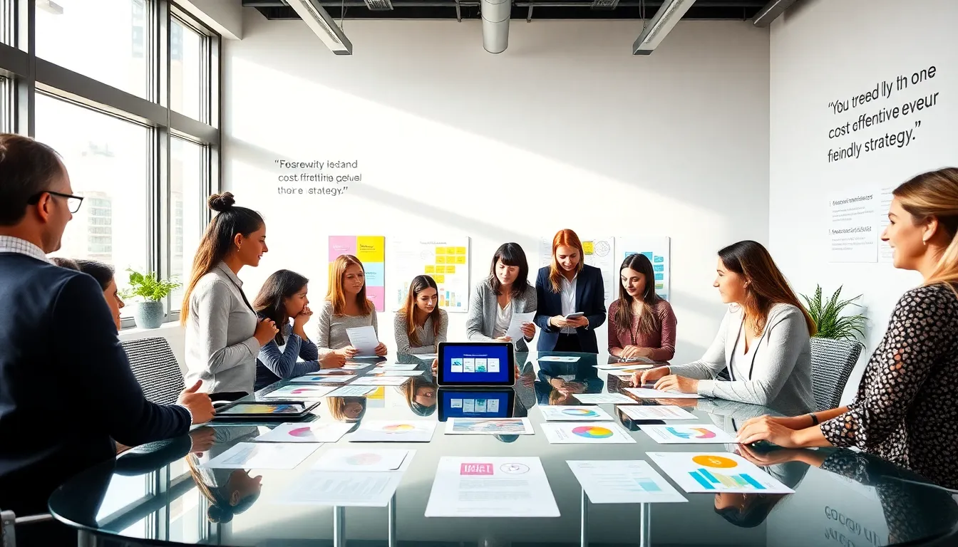 diverse event planners collaborating in a modern office.