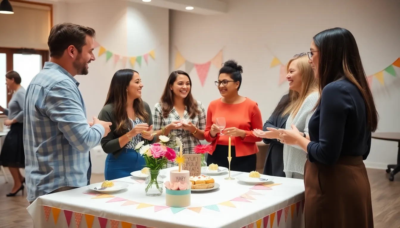 diverse group celebrating a budget-friendly event in a modern setting.