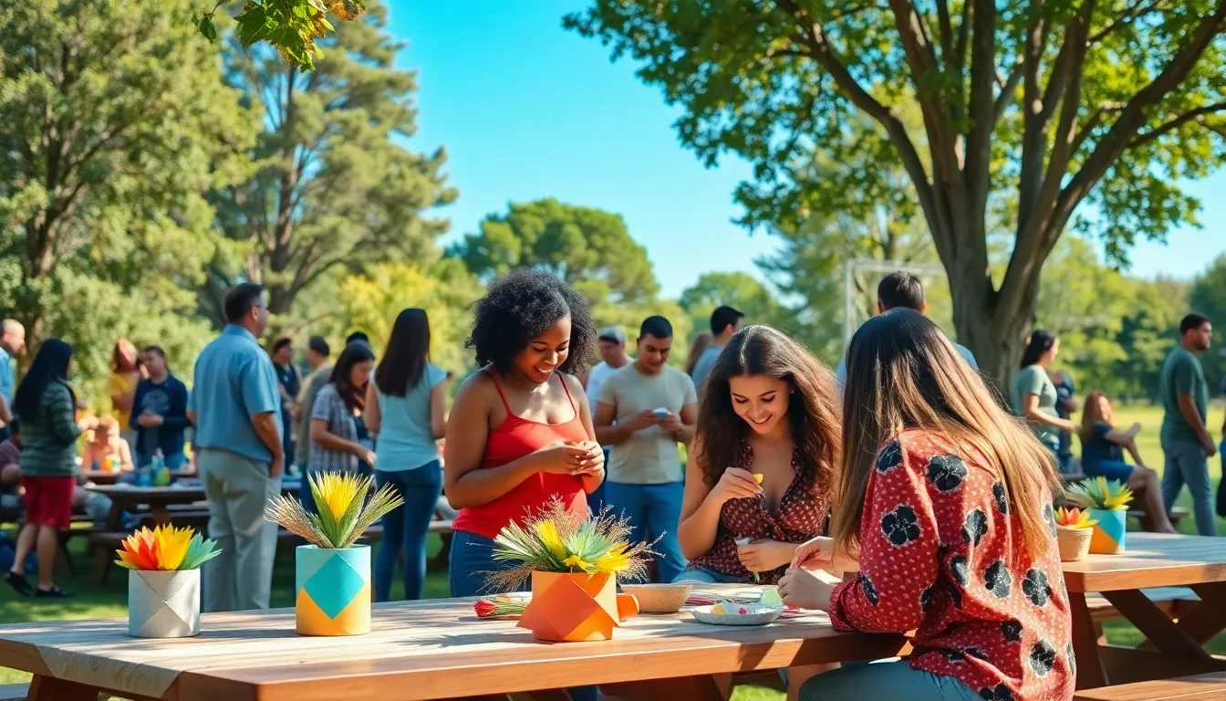 diverse community gathering celebrating a thrifty event in a park.