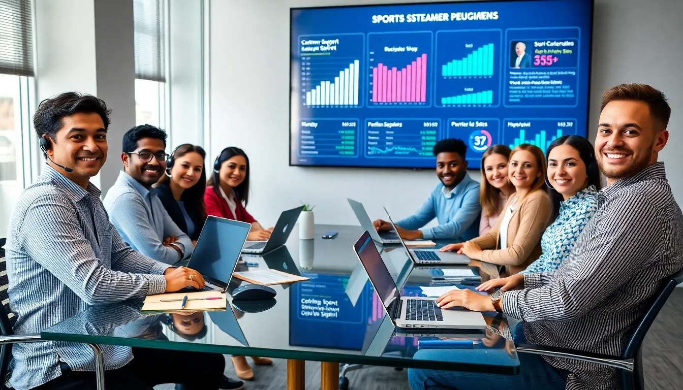 diverse customer support team in a modern office environment.